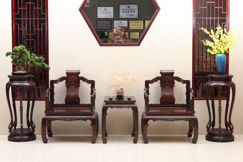 老挝红酸枝巴里黄檀蝙蝠卷书椅靠背太师椅仿古典新中式红木家具