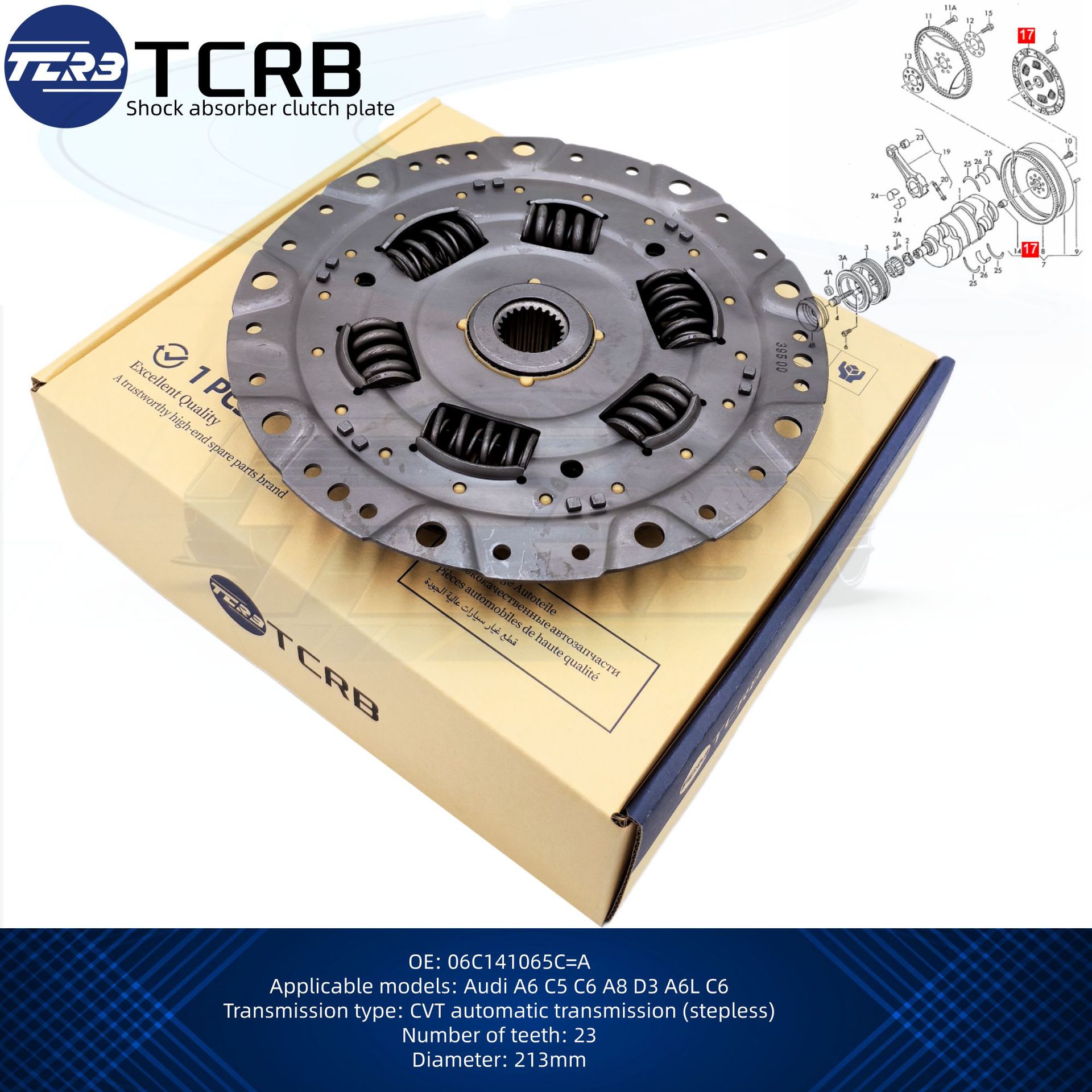 TCRB 06C141065C clutch disc is suitable for A4-A8-C606C 141 065 C clutch disc