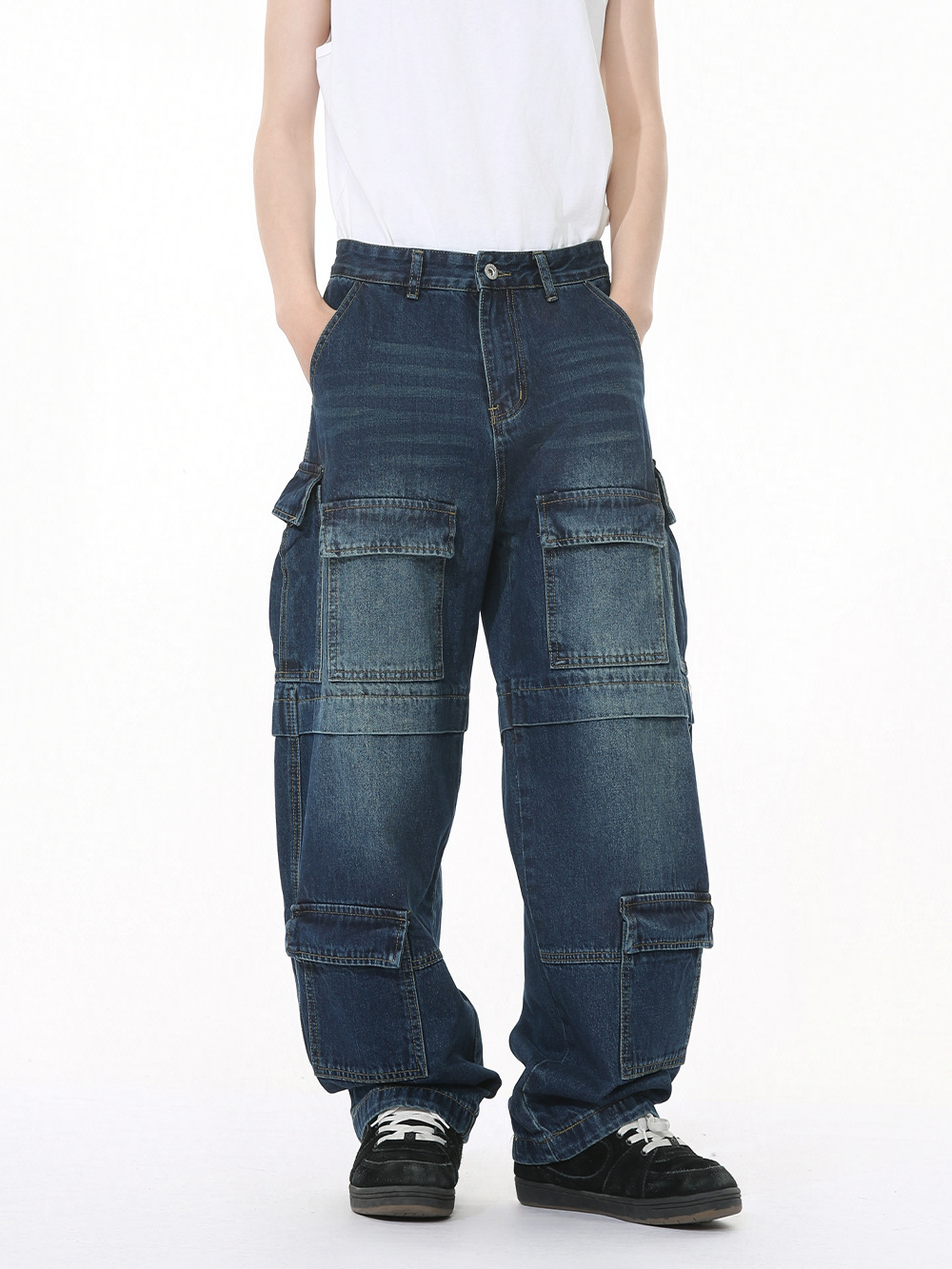 MTLCLOTHES Hombres| Nuevos pantalones de herramienta de diseño de bolsillo americano de peso pesado de alta calle