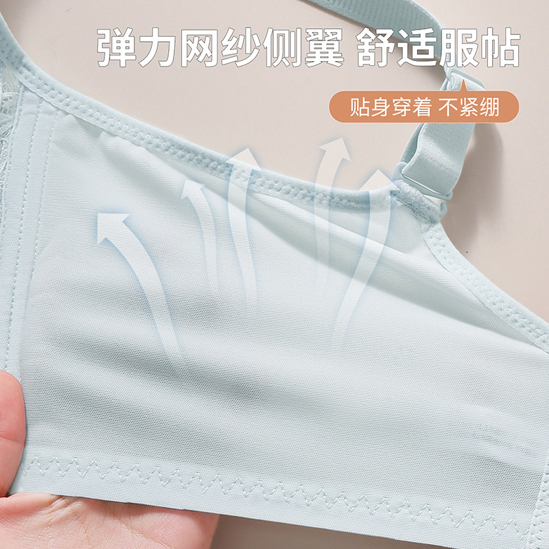 New Product Without Steel Ring Perforated Cup Type Adjustable Bra Thin Push-Up Side Tightening Comfortable Sexy Underwear Summer Breathable