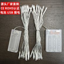 led新年led灯串满天星带闪功能电池盒裸灯带CE和ROHS认证节日装饰