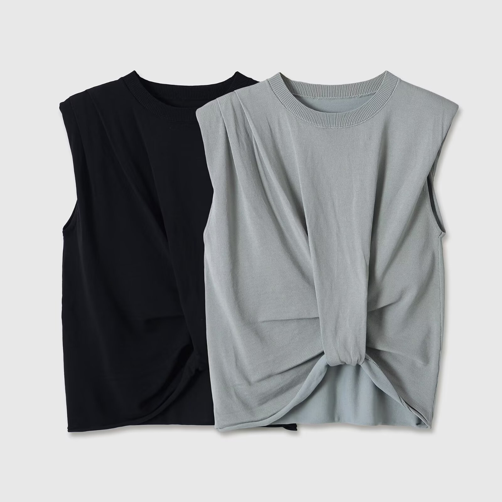 TAOP&ZA Summer knitted shoulder pads sleevless with a round collar