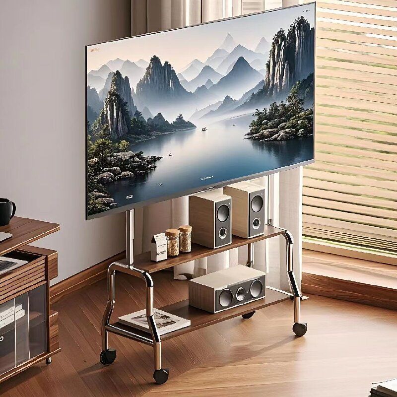 可调节不锈钢电视机支架落地推车置物架卧室客厅32-75寸可用包邮