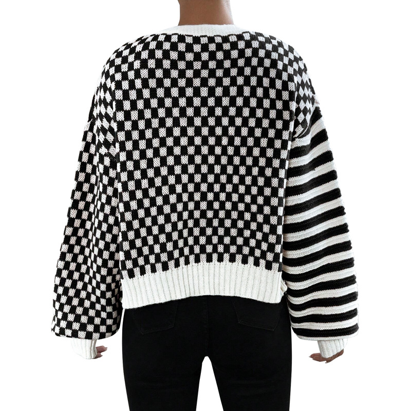 Women's Clothing Women's Knitted Cardigan Autumn/Winter Style Plaid Striped Top Sweater Style For Formal & Casual For Women_ecoleips.com