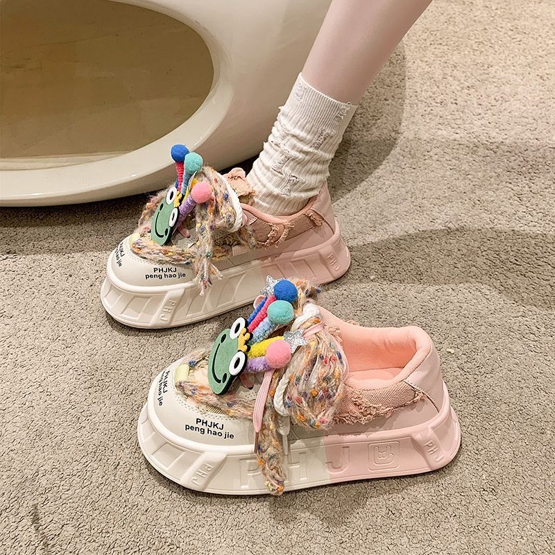 Shoes for Women, Trendy and Versatile, Niche Autumn New Style 2025 Cute Sports Thick-Soled Heightening Dopamine Casual Shoes