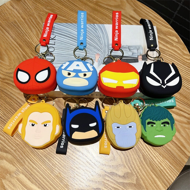 Creative Avengers coin purse keychain cute Iron Man Spider-Man key case men and women Marvel pendant