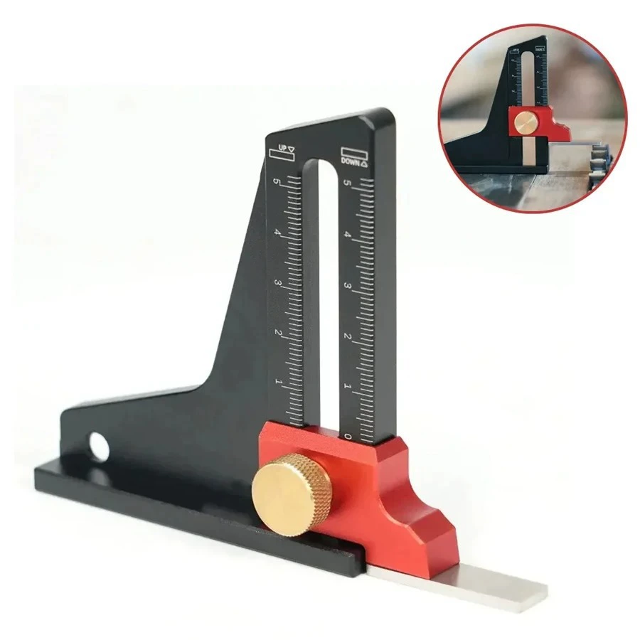 Измеритель высоты пильного стола, измерение глубины, линейка высоты, измерительный инструмент, деревообрабатывающие инструменты, линейка регулировки пильного стола, регулировка обрезной машины