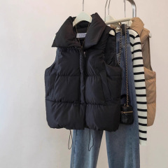 2025秋冬棉马甲女美式学院风立领新款无袖棉服背心外穿马夹外套女
