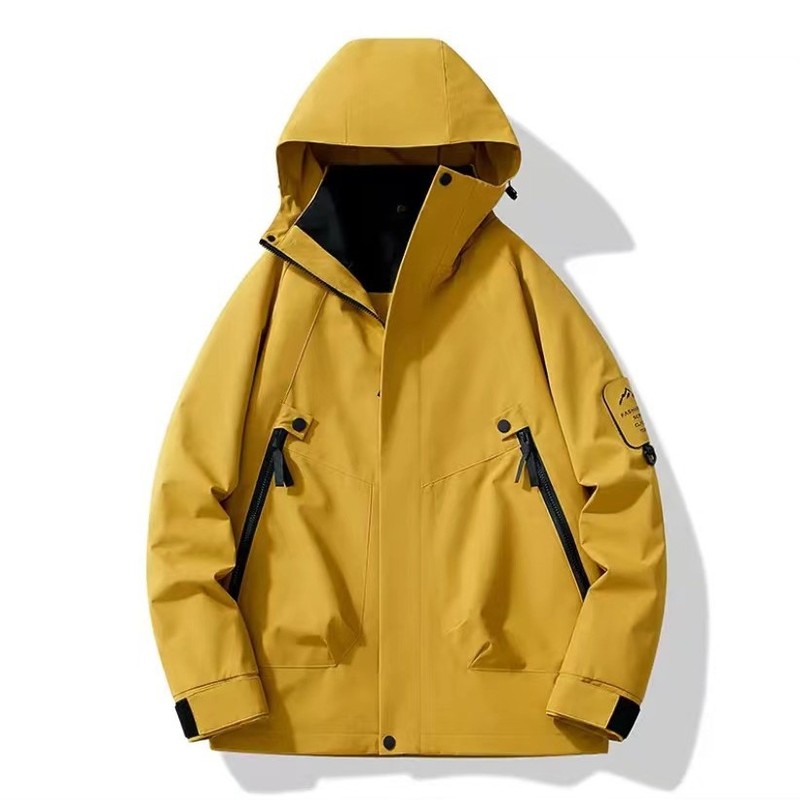 2518 カップルスタイルスプライシングトレンディなアウトドアレジャースポーツフード付きジャケット登山ジャケット男性と女性のためのルーズジャケット|undefined