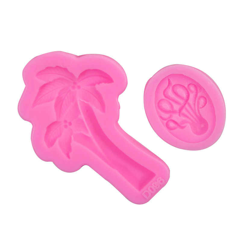 Seaside estilo árbol de coco hornear decoración molde mini pulpo DIY chocolate galleta líquido molde de silicona