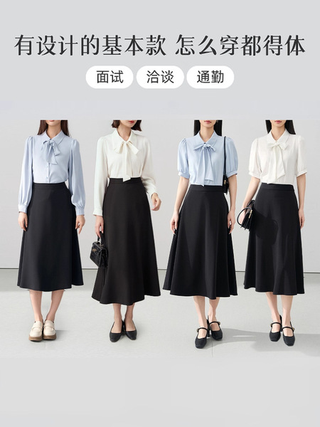 Elegant white design shirt with bow