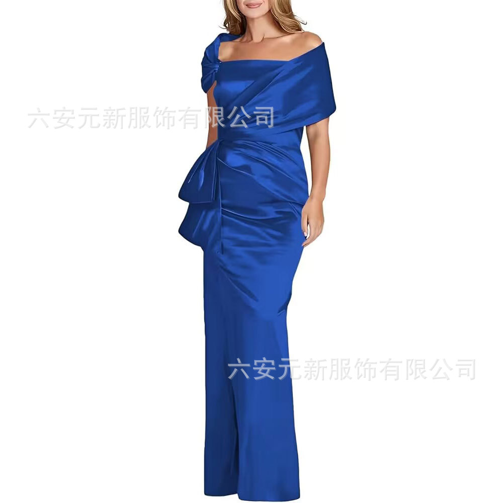 Comercio exterior de Europa y los Estados Unidos Amazon AliExpress nuevo vestido de baile de satén de cola de pez azul tibetano vestido de boda de madres