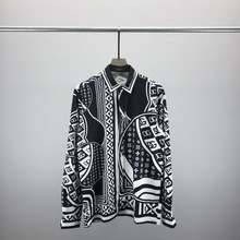 潮流秋季新款长袖衬衫男士开衫男女同款3D印花现货跨境欧货情侣款