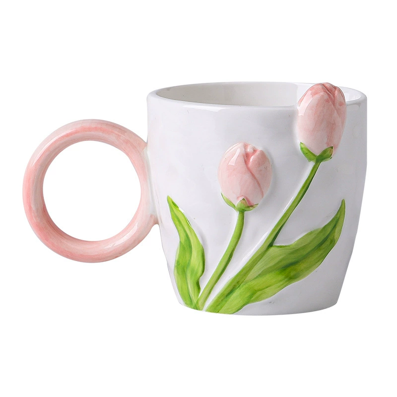 Графин кружка из керамики Tulip Nordic подарок чашка для офиса, напитки чашка для чая кофе с ложкой