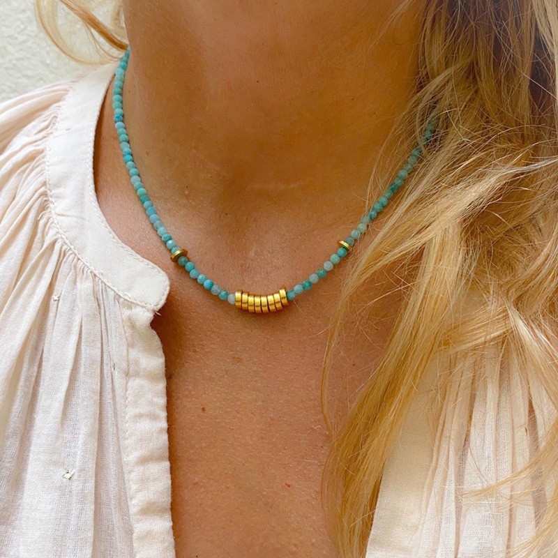 25g Weight Beads Pendant Material Necklace Classification Titanium Steel Chain Material 1 Piece Quantity Holiday, Daily Occasion Beaded, natural stone, Titanium Steel Material Geometric Pattern Women's Gender Beaded Design Simple Style Style Simple Style Geometric Beaded Natural Stone Titanium Steel Necklace In Bulk 41