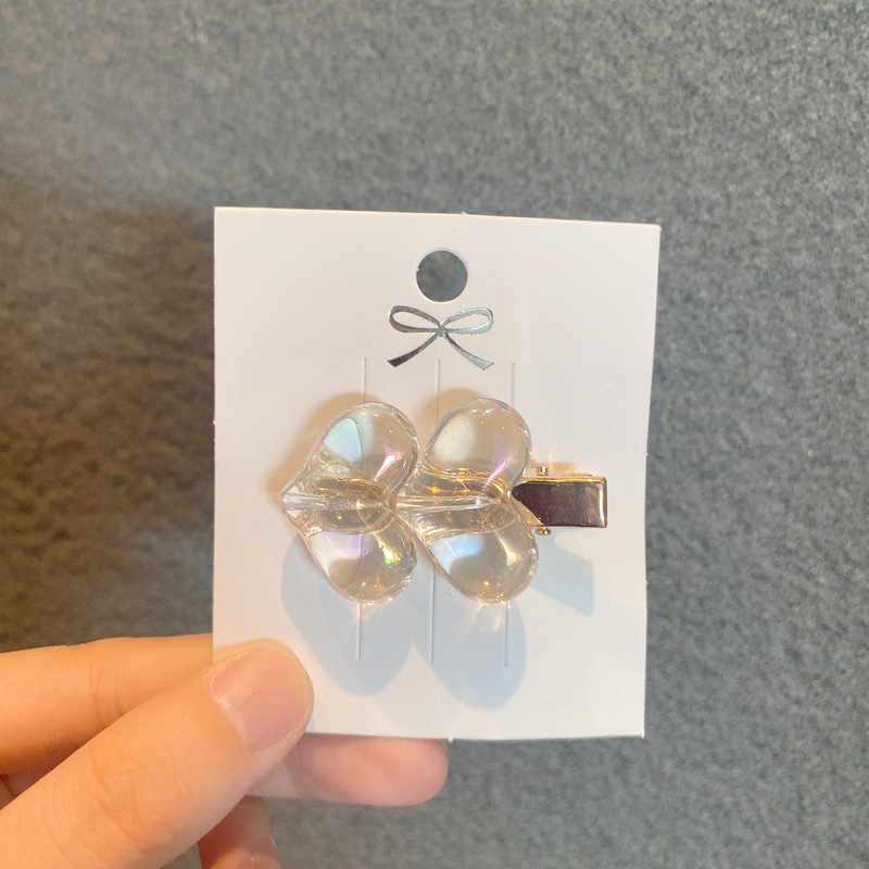 12g Weight Headwear Classification Festival Occasion Heart Pattern Women'S Gender Korean Laser Transparent Ice Cube Hairpin 11