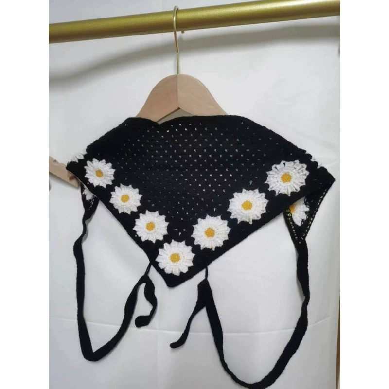 Треугольная косынка крючком, цветочная полая отделка, пасторальная летняя повязка на волосы