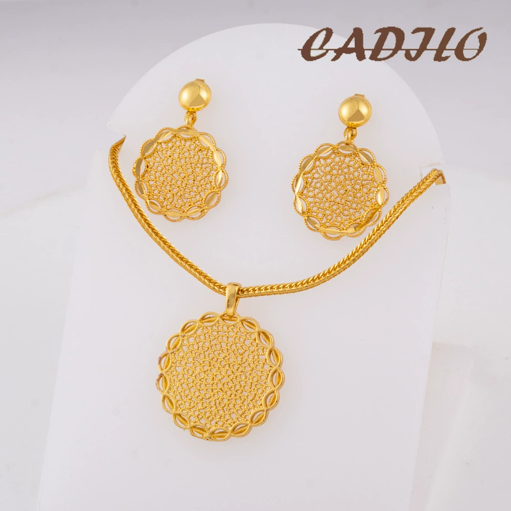 CADILO Ювелирные изделия, ожерелье и серьги для невесты, комплект, 24 карата белого золота