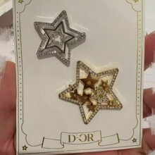 D家2025圣诞VIC新款五角星镶钻发夹发根金色银色一对女士一字