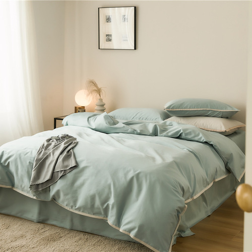 100-count Xinjiang long-staple cotton four-piece set of pure cotton light luxury spring and summer naked sleeping sheets and quilt covers pure cotton bedding