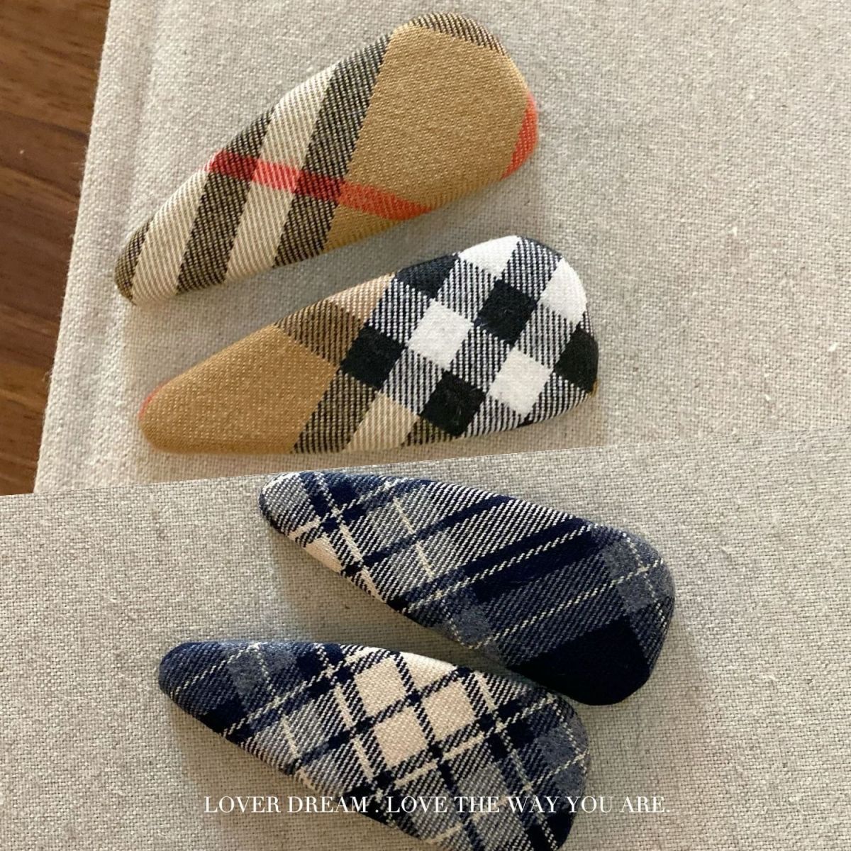 韓国系の新型の格子縞の水滴bbクリップの気質のレトロな前髪のサイドクリップの髪飾りの女性