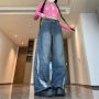新款早春高腰复古牛仔裤