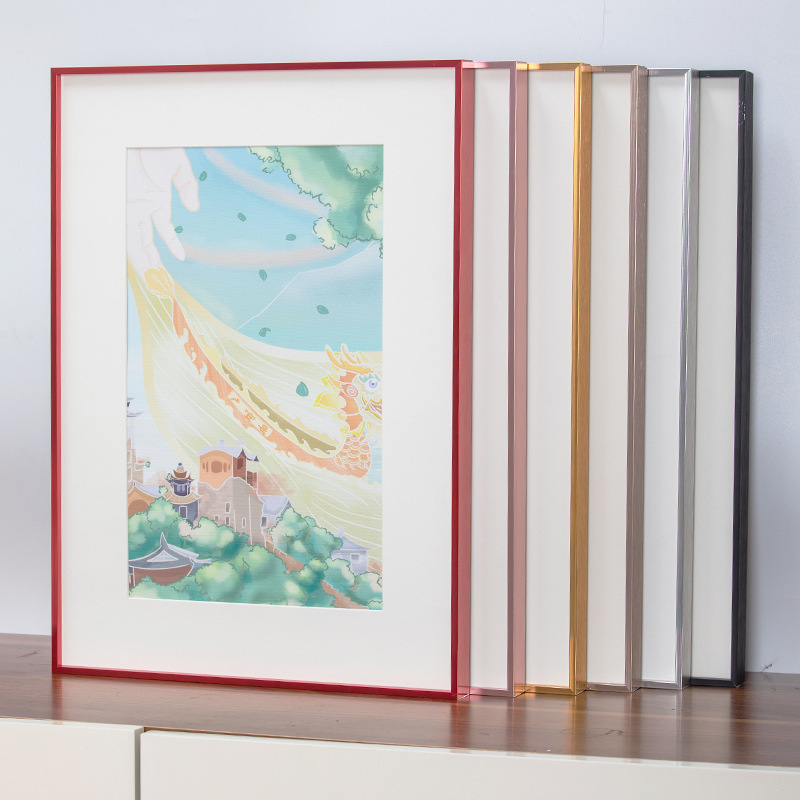 Simple narrow side aluminum alloy photo frame wall a3 picture frame mounted 8k4 A2 poster frame wholesale jigsaw frame