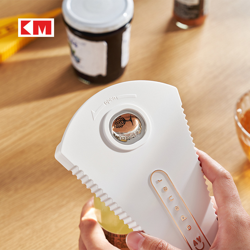 Japón KM5115. actualizado extra grande abrebotellas antideslizante ahorro de mano de obra giro abrelatas tapa con abrelatas magnético