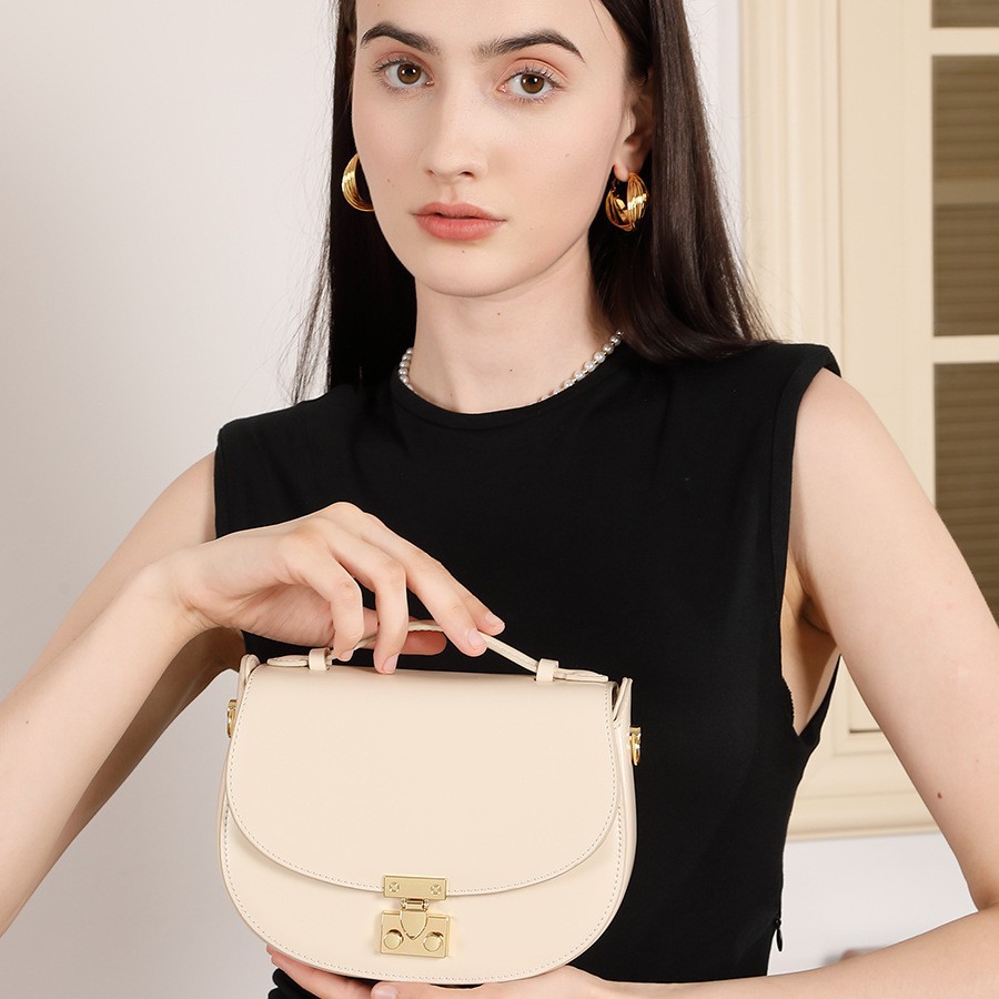 2026 New Half-Moon Genuine Leather Bag Versatile Textured Shoulder Bag Crescent Bag Handheld Saddle Bag For Women - Thumbnail 2