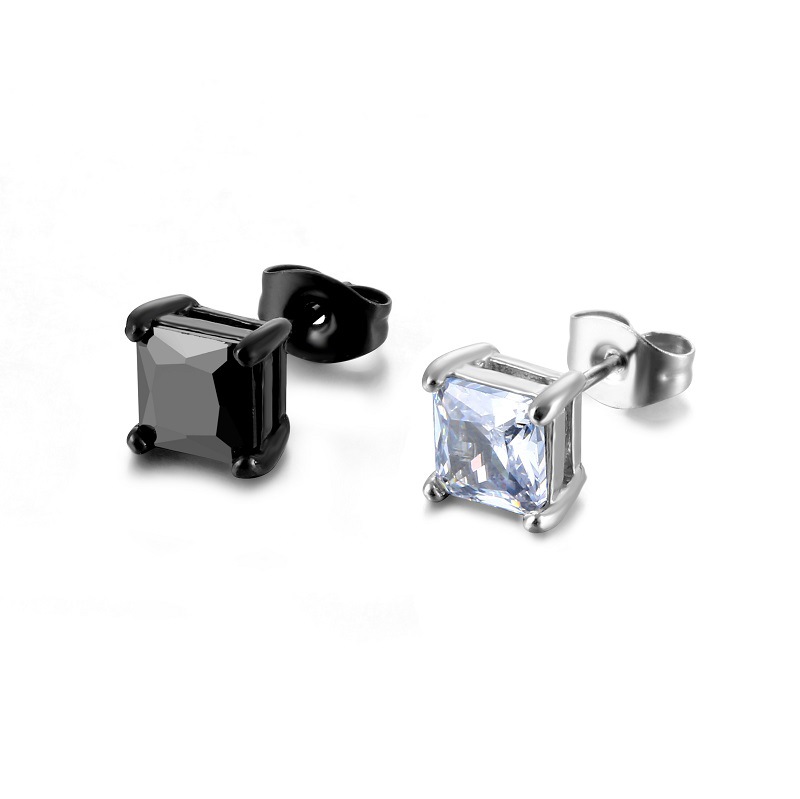 Simple Style Geometric Stainless Steel Zircon Ear Studs 1 Piece display picture 1