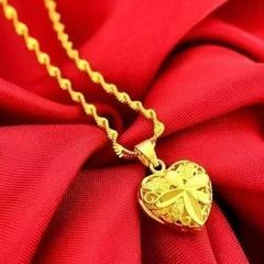 直播货源大量现货仿越南沙金色四叶草爱心镂空吊坠民族风时尚百搭