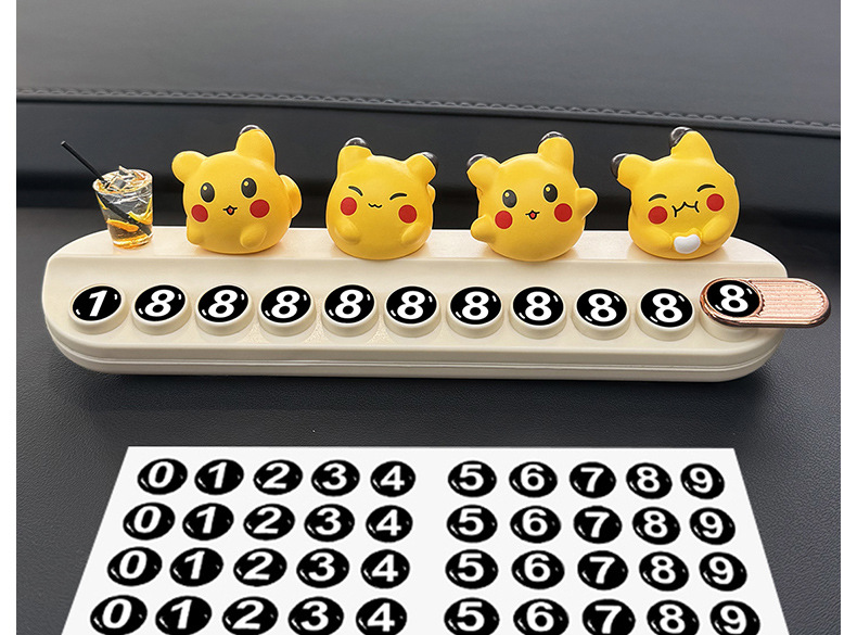 New Pikachu Temporary Parking Number Plate, High-Looking Moving License Plate, Cute Cartoon Car Moving Phone Plate