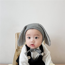 胎帽大婴儿帽子女童新款耳朵男薄款秋冬季护耳宝宝帽子条纹套头帽