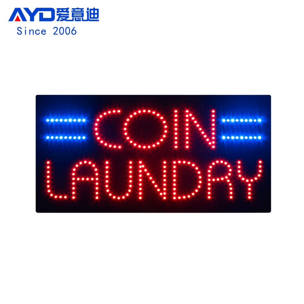 跨境货源广告灯牌 店铺营业ABS挂牌定制LED COIN LAUNDRY SIGN