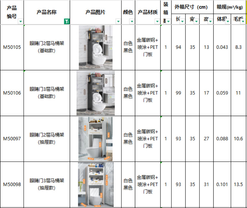 马桶架上翻门系列（箱规）
