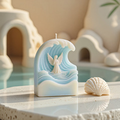 文信 海浪天使香薰蜡烛硅胶模具 DIY天使造型3D立体模具手工蜡烛
