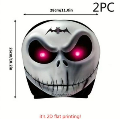 Sürətlər qutusu və əl tormozu başlıqları, Polyester Fabric Car Headrest Cover with - red-bat-skull-2-pack