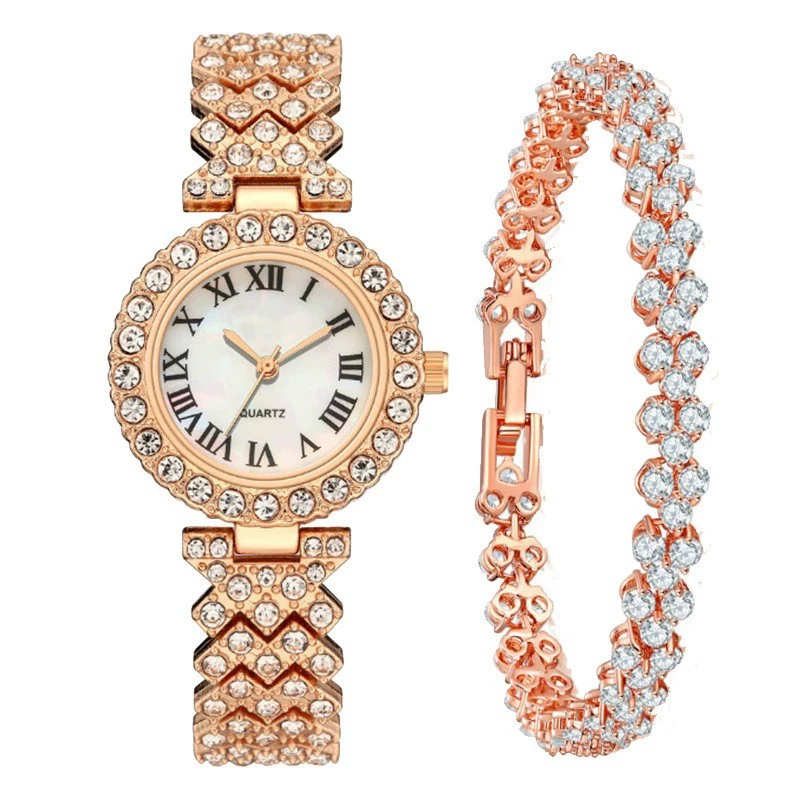 Fashionable bracelet, diamond quartz watch, diamond encrusted, wholesale