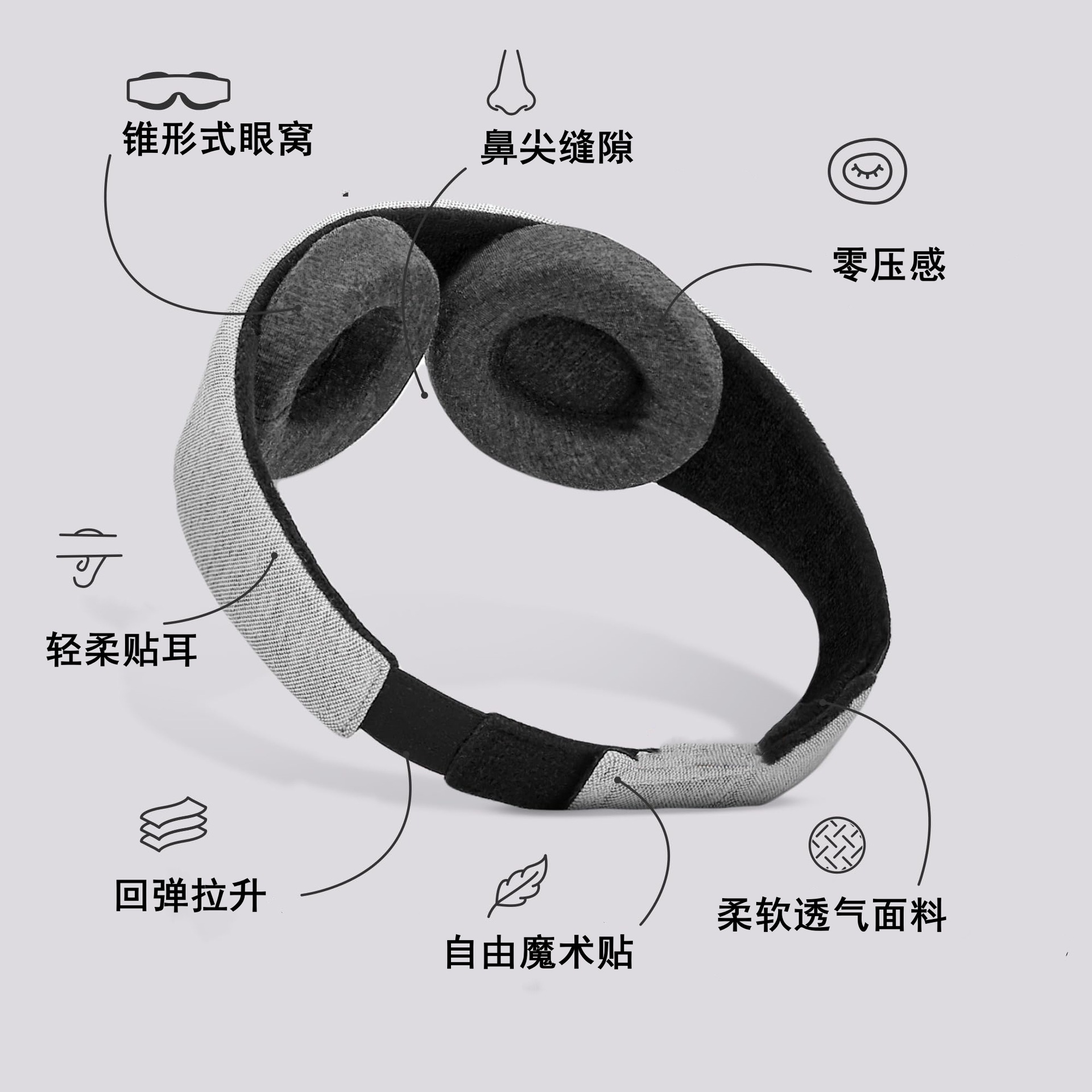 Manta Manta Sleep Eye Mask 3D Eye Mask ajustable con presión ocular cero