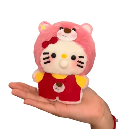 Strawberry Bear Kitty Meows and Bubbles Handmade DIY Plush Material Kit Recordable Plush Toy Hanger Cute