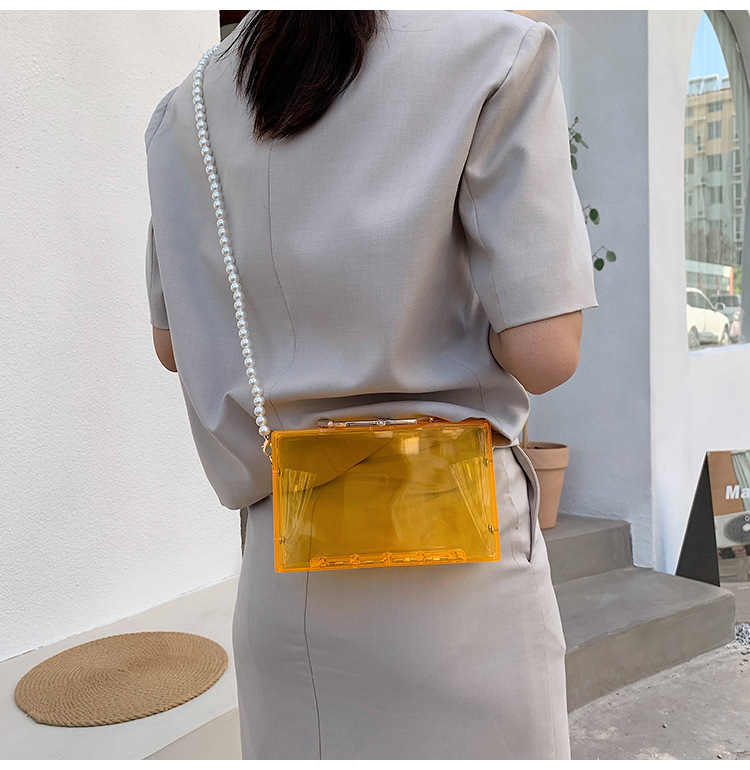 Fashion Solid Color Pearl Transparent Metal Button Square Buckle Square Bag display picture 3