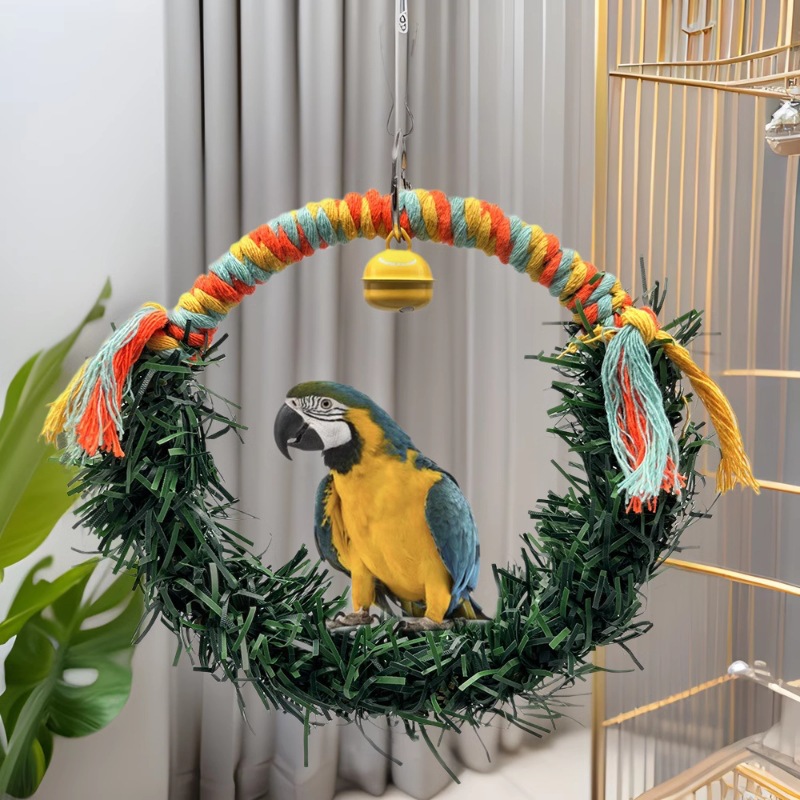 Tema de Navidad juguete para pájaros anillo de loro anillo de pájaro columpio de pájaro forma de hoja anillo colgante de pájaro jaula de pájaro colgante de decoración image 1