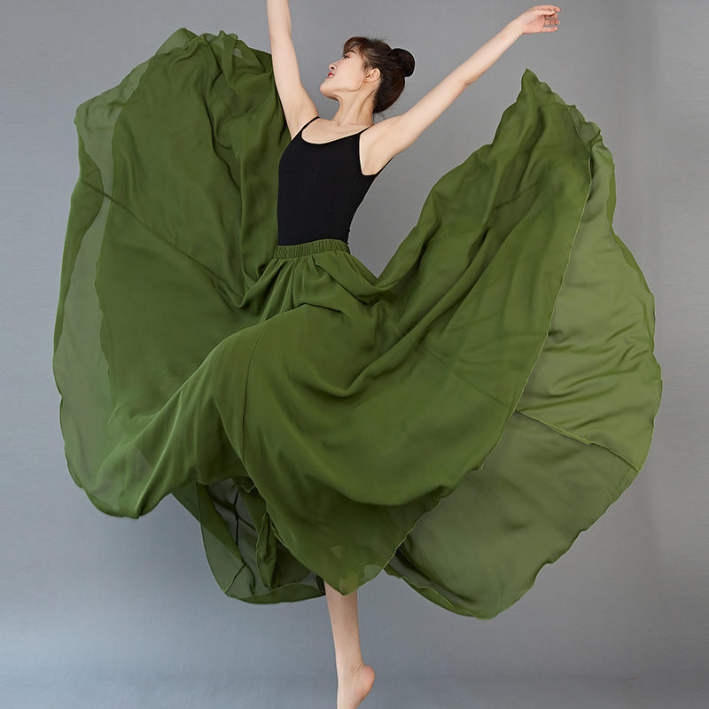 Xinjiang dance chiffon skirt 720 degree large skirt practice skirt