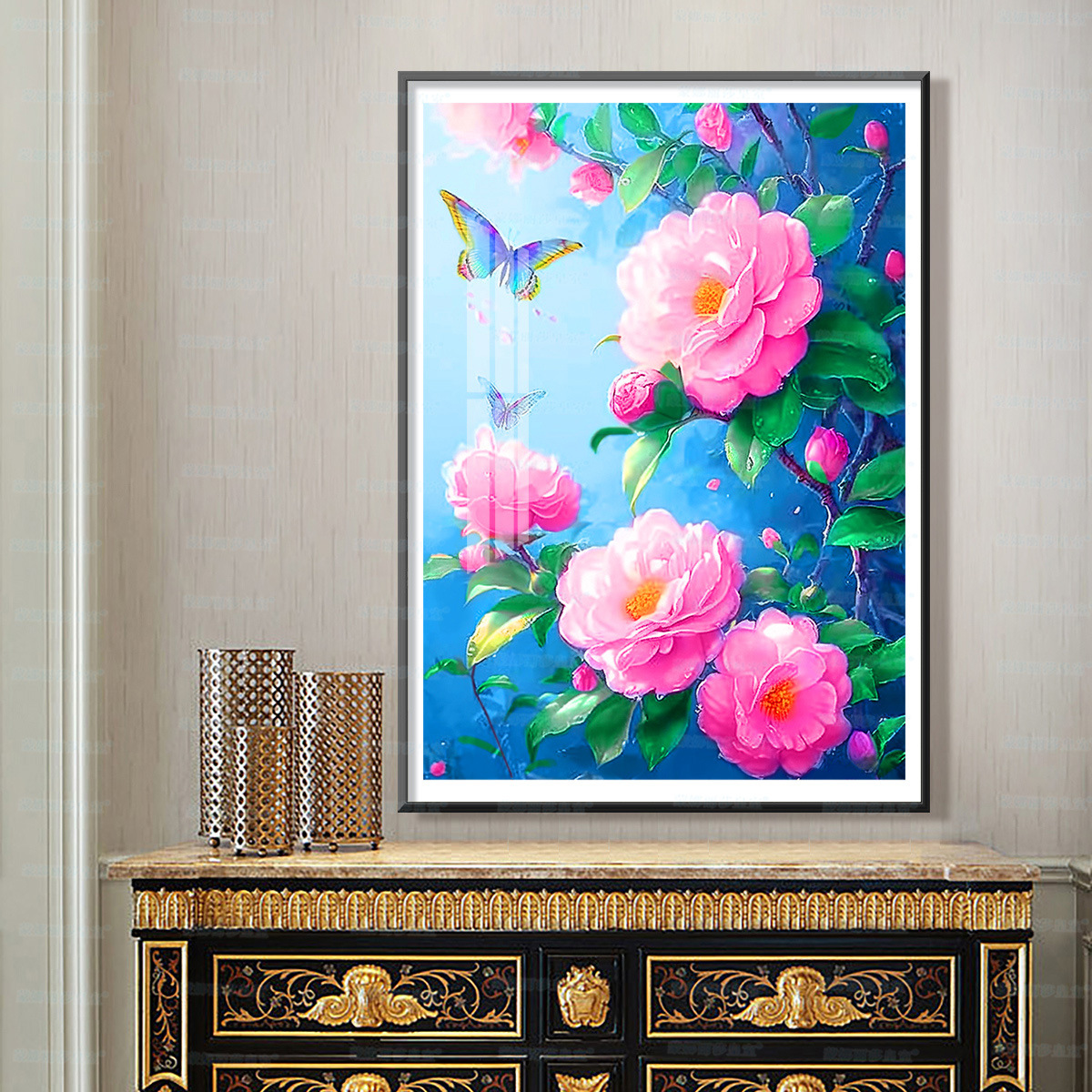 [Algodón importado] Mona Lisa real cruz mariposa camellia fresca hermosa flor bordada a mano image 6