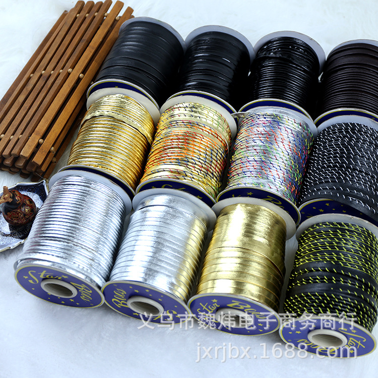 PU皮服装包边条 辅料 黑色金色银色亮皮PU皮金色包边带/带子/滚条