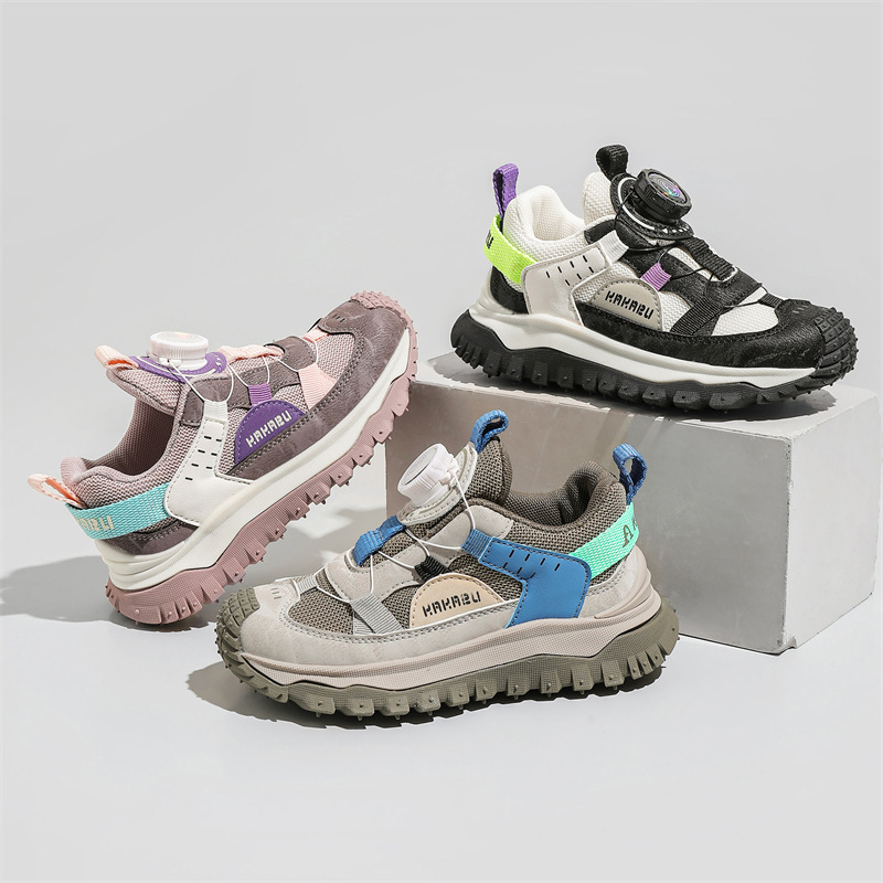 Rotating button shoes Spring sports shoes new fashion Daddy shoes children's small white shoes boys shoes trend_voghion.com