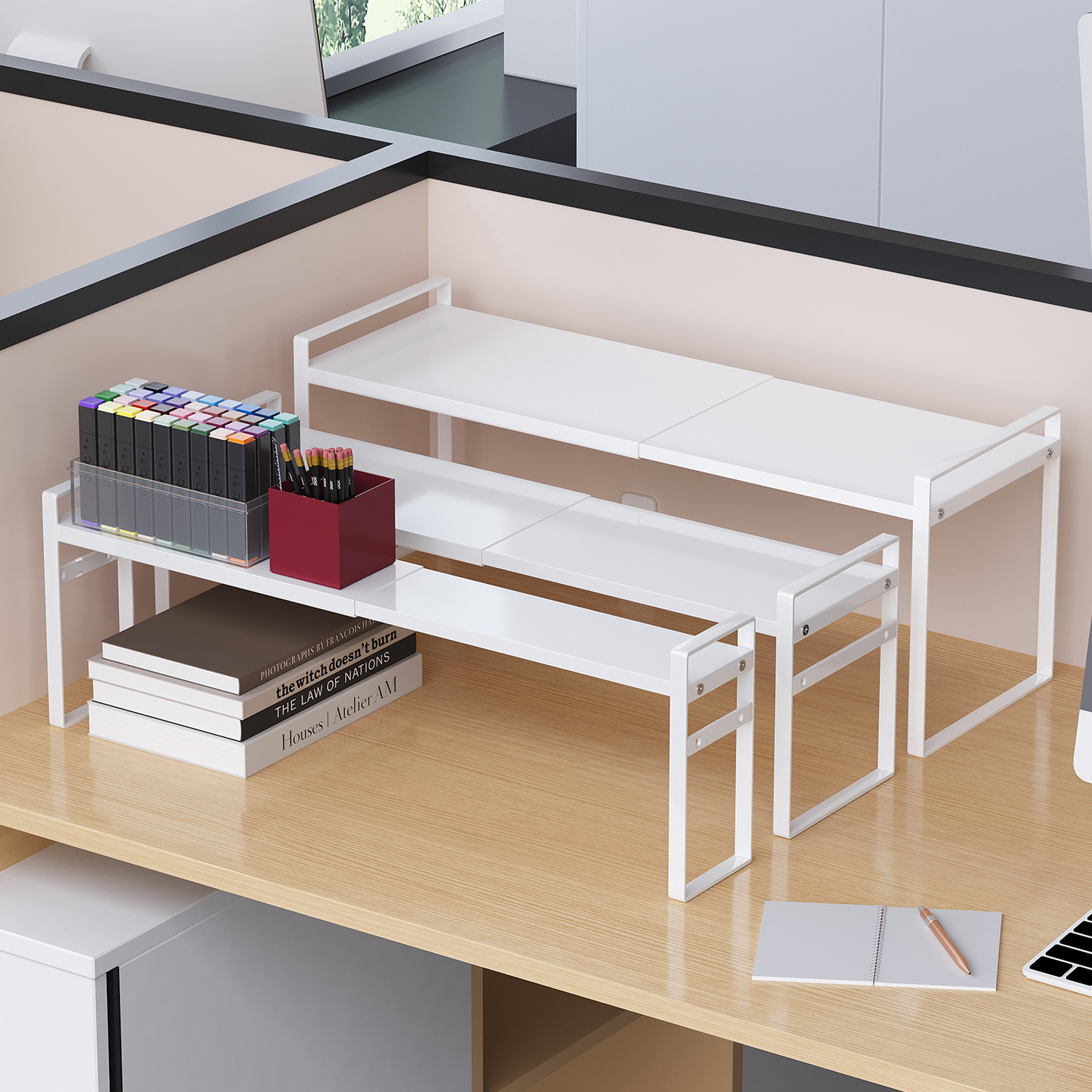 置物架桌面桌上收纳架升高架极窄款隔板伸缩展示架层板台面神器书