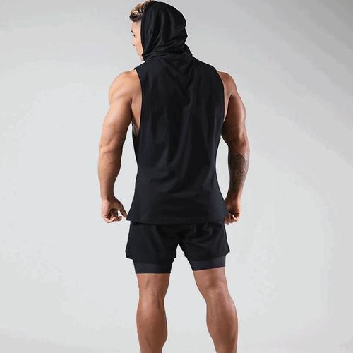 LYFT New Muscle Fitness Brothers Sports Hooded Vest Men's Loose Breathable Sleeveless Vest Basketball Training Wear