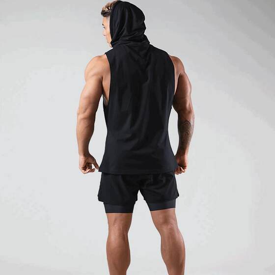 LYFT New Arrival Muscle Fitness Brother Sports Hooded Vest Men's Loose Breathable Sleeveless Vest Basketball Training Suit
