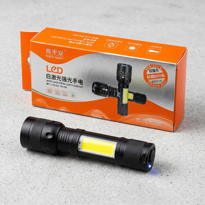 Telescopic Zoom Flashlight Outdoor Household Emergency Portable Rechargeable Handheld Laser Flashlight Led Light